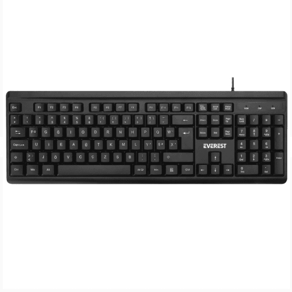 EVEREST KB-741F SİYAH/GRİ USB 2 METRE BAKIR KABLOLU TAMAMEN TÜRKÇE F KLAVYE - 2