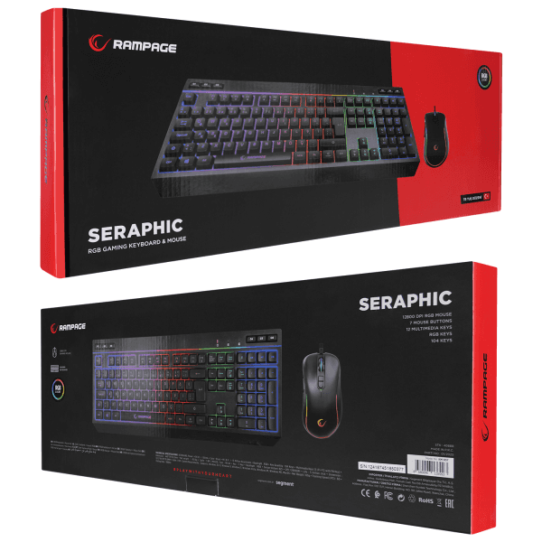 RAMPAGE KM-R57 SERAPHIC SİYAH RGB AYDINLATMALI Q OYUNCU MULTMEDIA KLAVYE VE 12800 DPI MOUSE GAMING SET - 22