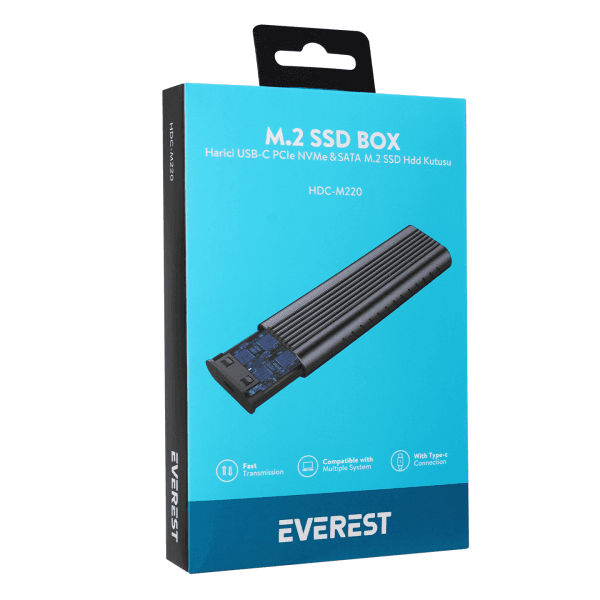 EVEREST HDC-M220 HARİCİ USB-C PCIE NVME M.2 SSD HDD KUTUSU - 14