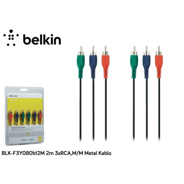 BELKIN BLK-F3Y080BF2M 2M 3XRCA,M/M METAL KABLO - 2
