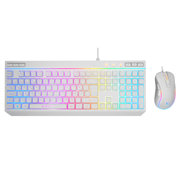 RAMPAGE KM-R57 SERAPHIC BEYAZ RGB AYDINLATMALI Q OYUNCU MULTMEDIA KLAVYE VE 12800 DPI MOUSE GAMING SET - 12