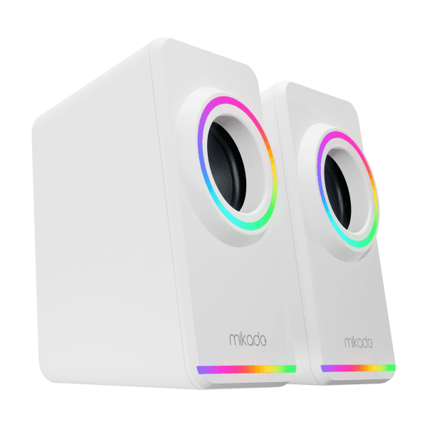 MIKADO MD-182 2.0 3W*2 BEYAZ RGB AYDINLATMALI USB + 3.5MM USB 5V SPEAKER HOPARLÖR - 5