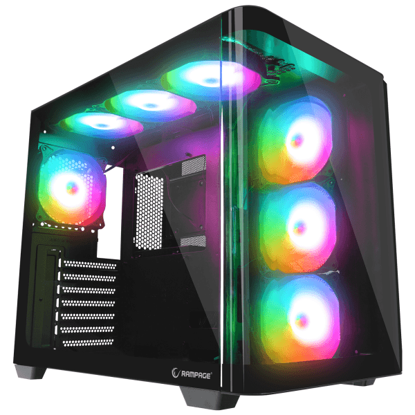RAMPAGE LOOPY PLUS SİYAH 7*12CM ARGB FAN 950W 80 PLUS STANDART TEMPERLI CAM ATX MID-T GAMING OYUNCU KASASI - 8