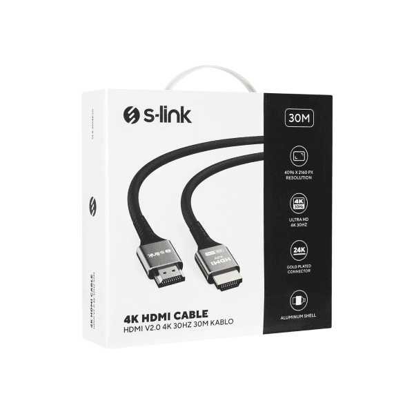 S-LINK SLX-HD4K30 19+1 HDMI TO HDMI 30M METAL V2.0 4K (4096*2160) 30HZ KABLO - 4