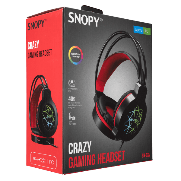 SNOPY SN-GX7 CRAZY SİYAH LEDLİ MİKROFONLU OYUNCU KULAKLIĞI - 10