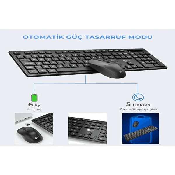 LECOO KW201 (SİYAH) KABLOSUZ TÜRKÇE Q KLAVYE & MOUSE SET - 8