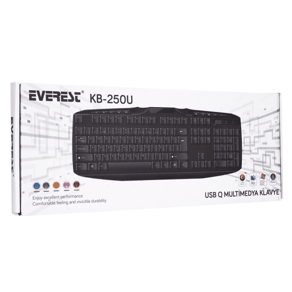 EVEREST KB-250U SİYAH USB M/M Q KLAVYE - 5