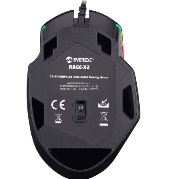 EVEREST RAGE-X2 USB SİYAH 800/1600/3200/4800/6400 DPI GAMING OYUNCU MOUSE - 11