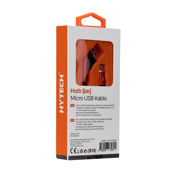 HYTECH HY-X215 3A MICRO USB 1M SIYAH DATA + SARJ KABLOSU - 6