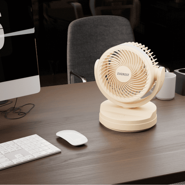 EVEREST EFN-509 KREM - KAHVE 7 İNÇ 3 KADEMELİ 2100 RPM HIZ DUVAR TİPİ VE MASAÜSTÜ USB FAN - 6