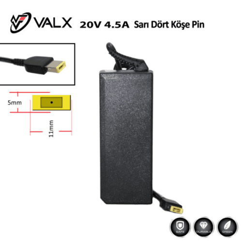 VALX LA-20075 LENOVO 20V 4.5A 90W SARI DÖRTKÖŞE ADAPTÖR - 3