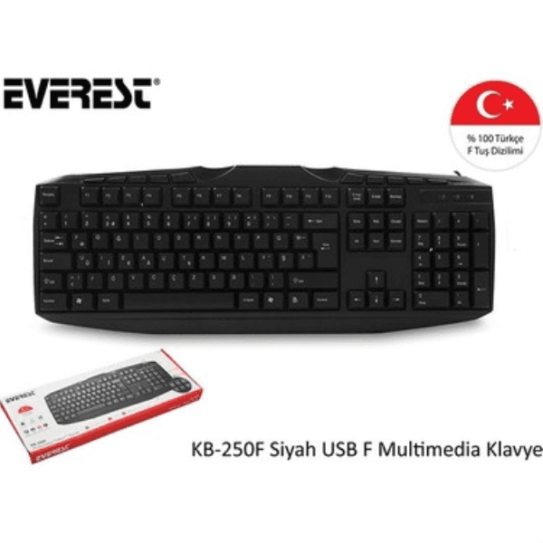 EVEREST KB-250F SİYAH USB M/M F KLAVYE - 2