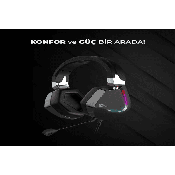 LECOO HT402 3.5MM JACK KULAK ÜSTÜ RGB LED AYDINLATMALI KABLOLU ÇIKARTILABİLİR MİKROFONLU GAMING KULAKLIK SİYAH - 8
