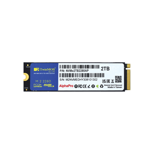 TWINMOS NVME2TB2280AP 2TB M.2 PCIE GEN3 NVME SSD (3600-3250MB/S) TLC 3DNAND - 2