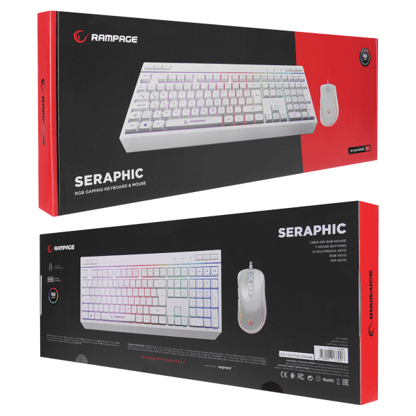 RAMPAGE KM-R57 SERAPHIC BEYAZ RGB AYDINLATMALI Q OYUNCU MULTMEDIA KLAVYE VE 12800 DPI MOUSE GAMING SET - 22
