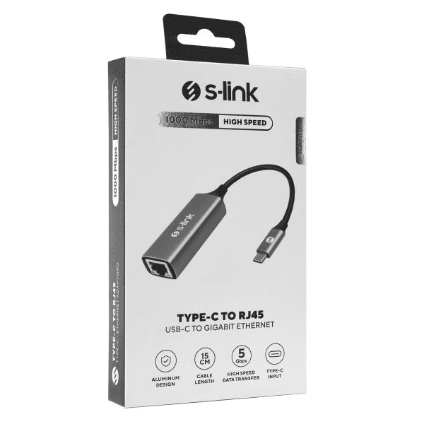 S-LINK SW-U336 GRI METAL TYPE-C TO RJ45 10/100/1000MBPS GIGABIT ADAPTÖR - 6