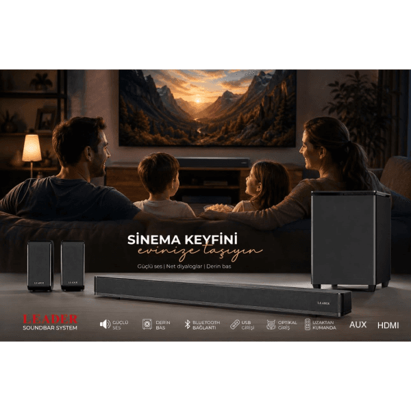 LEADER SB-41 5.1 SOUNDBAR SES SİSTEMİ (BT / USB / OPTİK / ARC / AUX) - 7