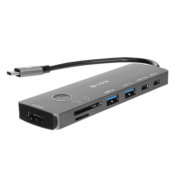 S-LINK SW-U707 HDMI ONOFF GRİ METAL 7 IN 1 2*USB 3.0, 1*TYPE-C 3.1, 1*PD, 1* HDMI 4K60HZ, SD VE TF TYPE C HUB ADAPTÖR - 7