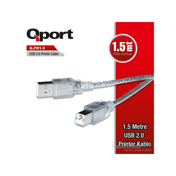 QPORT (Q-PR1.5) USB 2.0 1.5 METRE PRINTER KABLOSU - 2