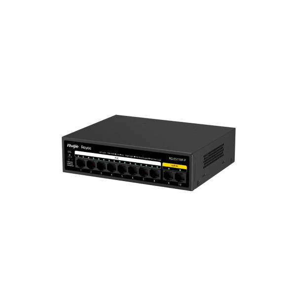 RUIJIE REYEE RG-ES110F-P 8 PORT 10/100 8 PORT POE 2 PORT FAST ETHERNET UPLINK 110W YONETILEMEZ DESKTOP SWITCH - 8