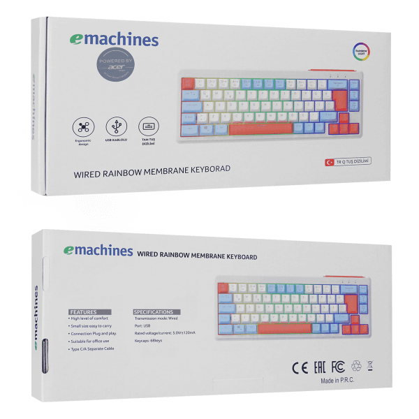 ACER EMACHINES EAK810 BEJ/MAVİ/TURUNCU USB RAINBOW AYDINLATMALI MINI Q STANDART KLAVYE - 8