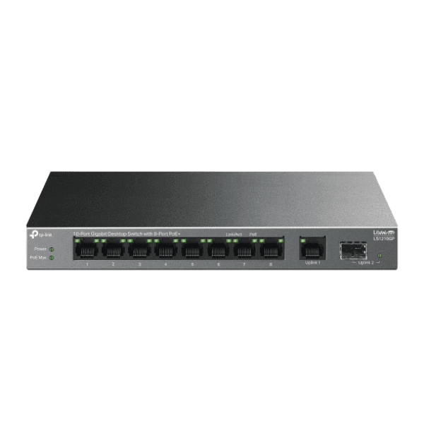 TP-LINK LS1210GP 10 PORT  8 PORT  POE + 1 SFP + 1 GE 63W  GIGABIT MASAÜSTÜ POE SWITCH - 3