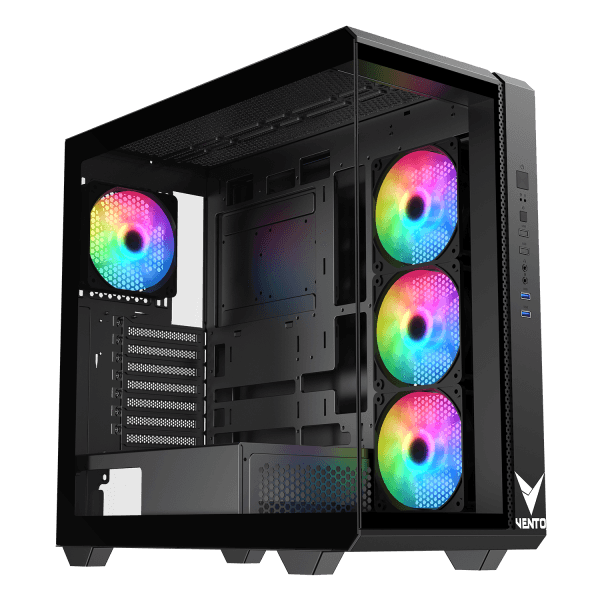 VENTO VG4300F 650W RGB TEMPERLİ CAM USB 3.0 MESH SİYAH ATX GAMING KASA - 7