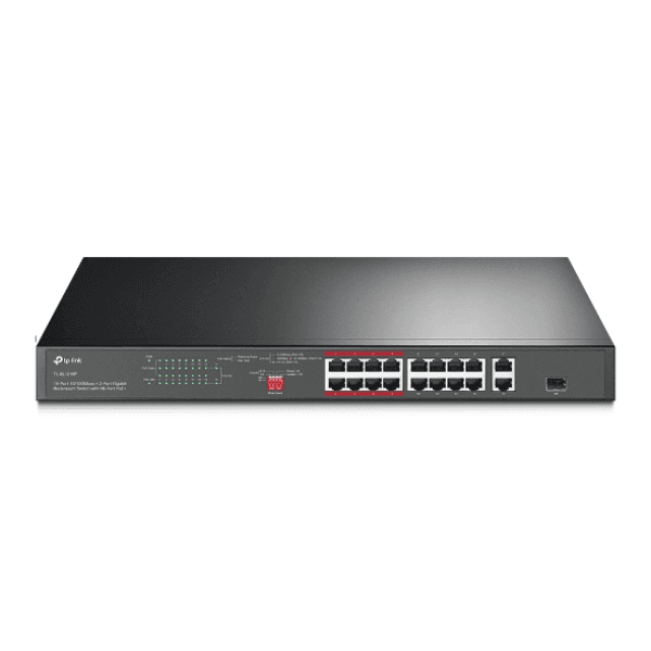 TP-LINK TL-SL1218P 16-PORT 10/100 MBPS + 2-PORT GIGABIT RACKMOUNT SWITCH WITH 16-PORT POE+ 150W - 4