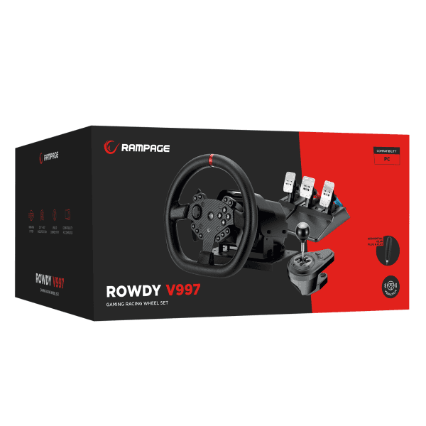 RAMPAGE ROWDY V997 ONLY PC 3 PEDALLI - EL VE SIRALI VİTESLI GAMING OYUNCU DİREKSİYONU - 22