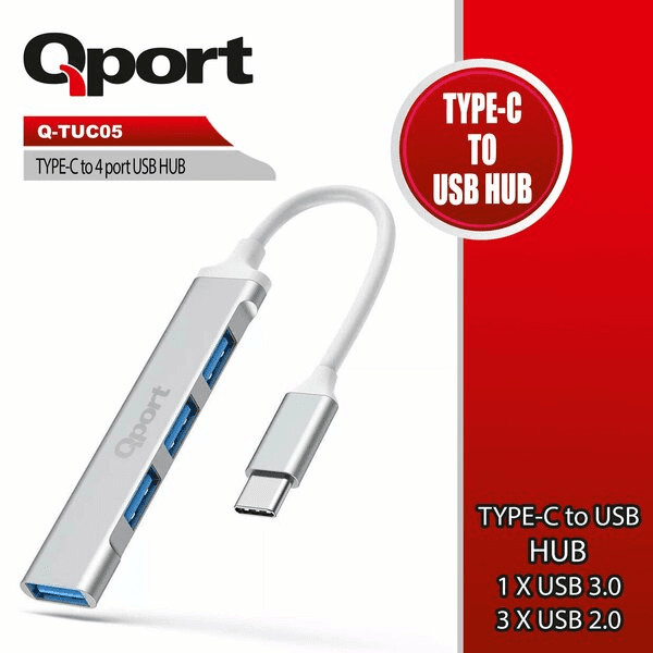 QPORT Q-TUC05 TYPE-C TO 4 PORT METAL USB ÇOKLAYICI - 2