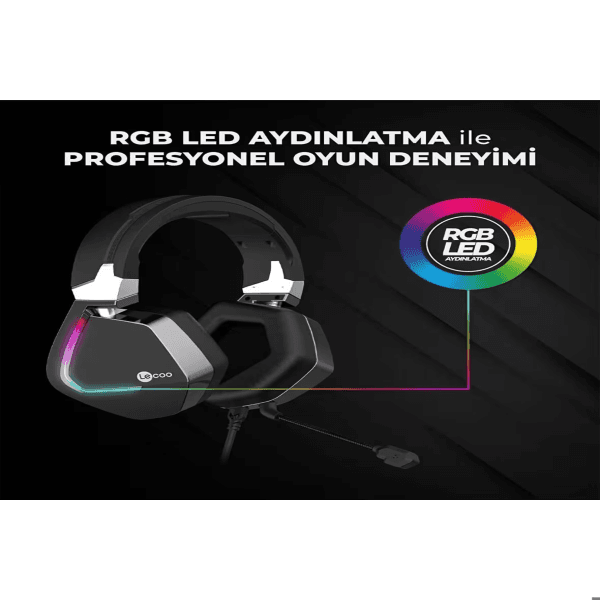 LECOO HT402 3.5MM JACK KULAK ÜSTÜ RGB LED AYDINLATMALI KABLOLU ÇIKARTILABİLİR MİKROFONLU GAMING KULAKLIK SİYAH - 6