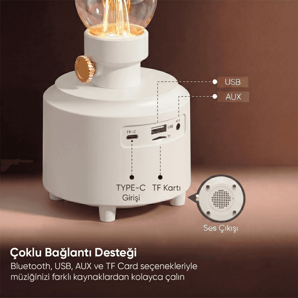 MIKADO MD-1 LÜXOUND 1800MAH 5W BEYAZ BLUETOOTH-AUX-USB-TF CARD DESTEKLİ IŞIKLI SPEAKER - 16