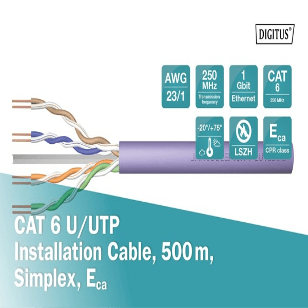 DIGITUS DK-1613-VH-5 500 MT MOR CAT6 U-UTP 23 AWG LSZH SAF BAKIR - 4