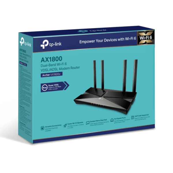 TP-LINK ARCHER VX1800V AX1800Mbps DUAL BAND WI-FI 6 VDSL/ADSL KABLOSUZ ROUTER - 8
