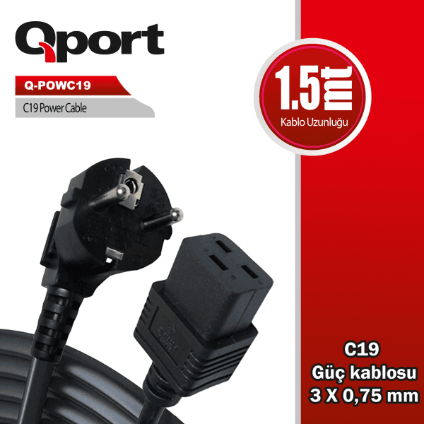 QPORT (Q-POWC19) 1.5M C19 POWER GUC KABLOSU - 2
