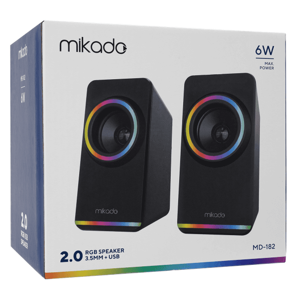 MIKADO MD-182 2.0 3W*2 SIYAH RGB AYDINLATMALI USB + 3.5MM USB 5V SPEAKER HOPARLÖR - 6