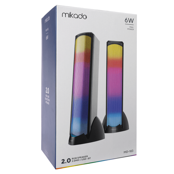 MIKADO MD-183 2.0 3W*2 BLUETOOTH SİYAH RGB AYDINLATMALI USB + 3.5MM USB 5V SPEAKER HOPARLÖR - 7