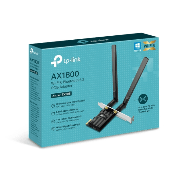 TP-LNK ARCHER TX20E AX1800 Wi-Fi 6 BLUETOOTH 5.2 PCIe ADAPTOR - 2