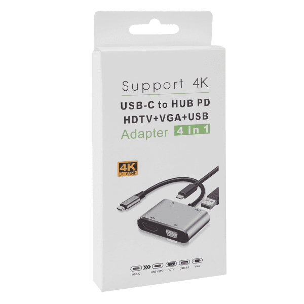 HYTECH HY-USBC22 4 IN 1 TYPE C TO, PD+HDMI+VGA+USB3.0 ÇEVIRICI HUB ADAPTÖR - 6