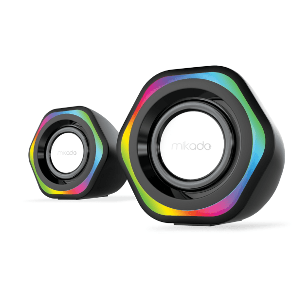 MIKADO MD-176 2.0 3W*2 SIYAH RGB AYDINLATMALI USB + 3.5MM USB 5V SPEAKER HOPARLÖR - 3