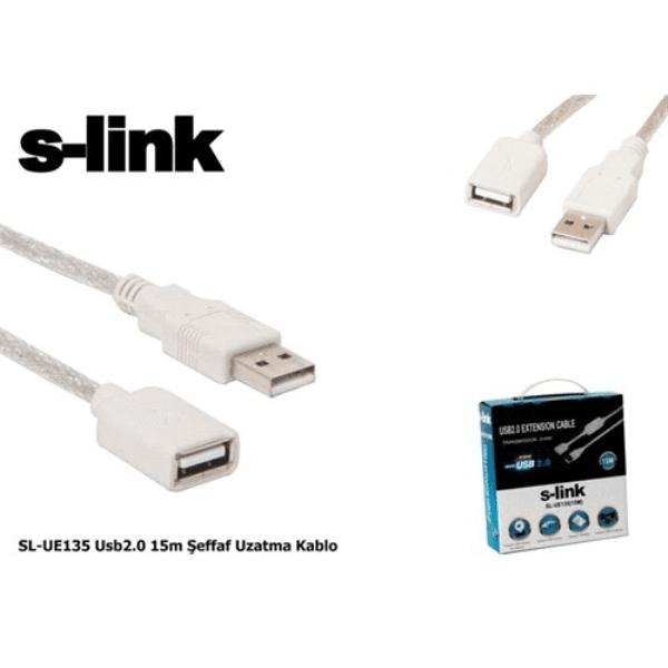 S-LINK SL-UE135 USB2.0 15M ŞEFFAF UZATMA KABLO - 2