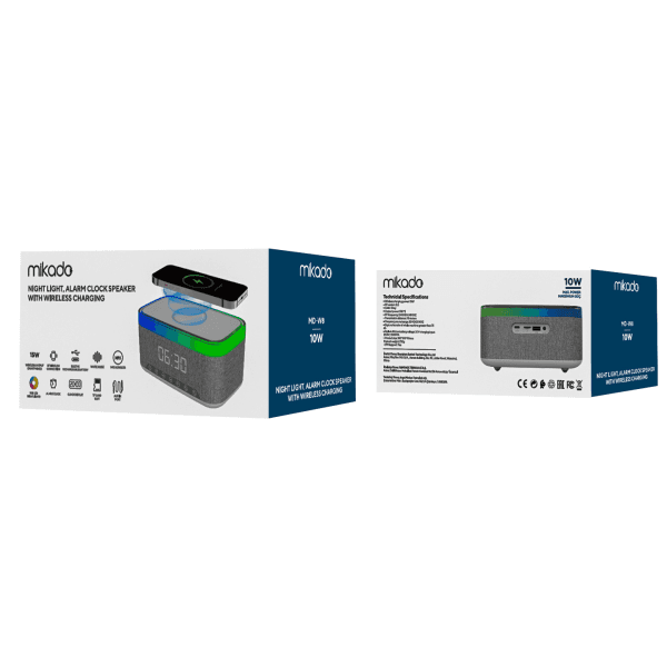 MIKADO MD-W8 1200MAH 10W GRİ BT,USB,KABLOSUZ ŞARJLI RGB-GECE LAMBASI ÖZELLİKLİ ALARMLI SAAT SPEAKER - 22