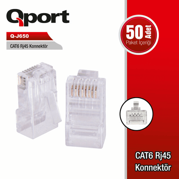 QPORT Q-J650 CAT6 50 ADET RJ-45 KONNEKTOR - 2