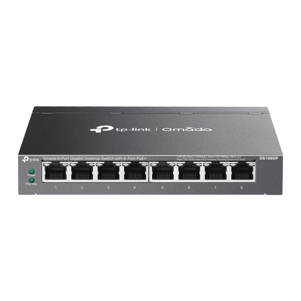 TP-LINK OMADA DS108GP 8 PORT GIGABIT 65W 250 METRE POE MESAFE METAL KASA SWITCH - 6