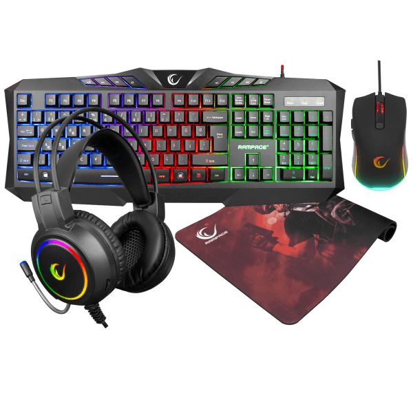 RAMPAGE KM-404 ARGENTI RAINBOW AYDINLATMALI USB GAMING COMBO Q KLAVYE + KULAKLIK + MOUSE + MOUSEPAD - 12