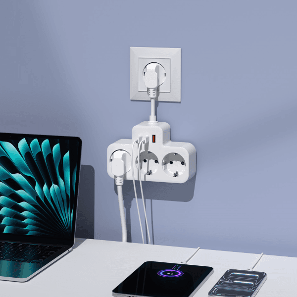 S-LINK PRZ07 BEYAZ 3 SOKETLİ 15MM 1 USB 2 TYPE-C PD20W 1050 JOULE TAM BAKIR KABLOLU AKIM KORUMALI PRİZ - 10