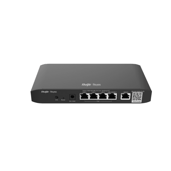 RUIJIE REYEE RG-EG105G-P-V3 5 PORTLU ROUTER, WEB YÖNETİLEBİLİR, 2 WANS, 100 KULLANICI, 4 PORT POE(54W) - 6