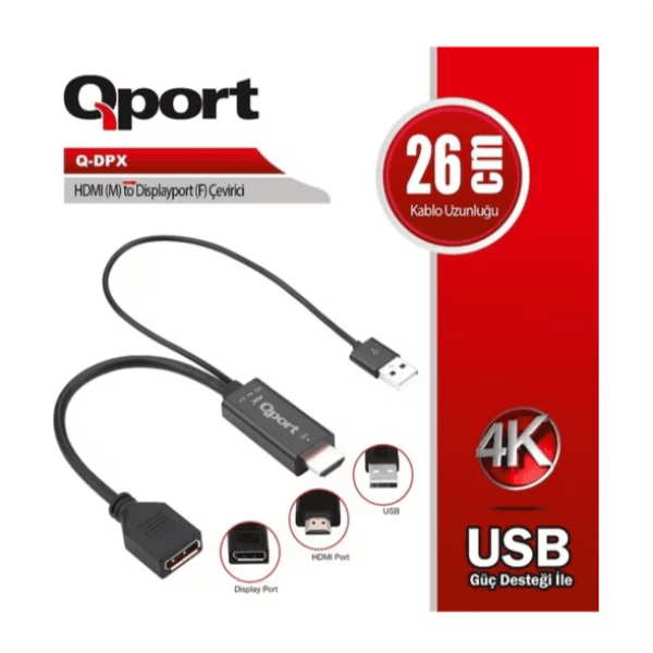 QPORT Q-DPX HDMI(M) TO DISPLAYPORT(F) ÇEVİRİCİ - 3