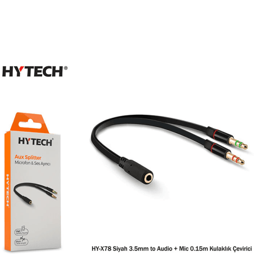 HYTECH HY-X78 SİYAH 3.5mm to AUDIO MIC 0.15m ÇEVİRİCİ - 2