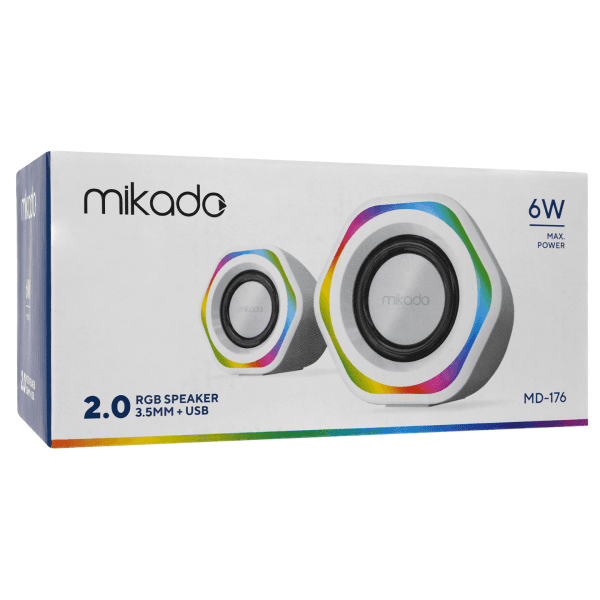 MIKADO MD-176 2.0 3W*2 BEYAZ RGB AYDINLATMALI USB + 3.5MM USB 5V SPEAKER HOPARLÖR - 6